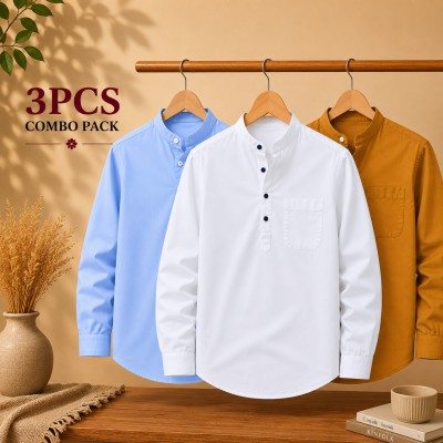 Oxford Cotton Fabrics Full Sleeve Katua For Men's White & Sky Blue,Kathali