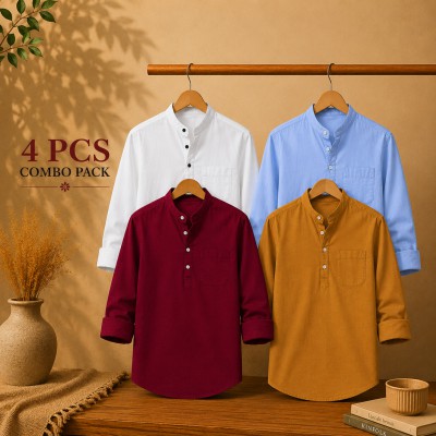 Oxford Cotton Fabrics Full Sleeve Katua For Men's White & Sky Blue,Maroon,Kathali