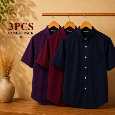 Premium Quality Short Sleeve Shirt Maroon Black & Purple