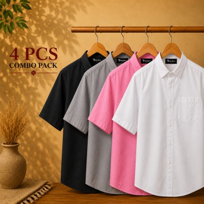 Premium Quality Short Sleeve Shirt Black White Pink & Ash