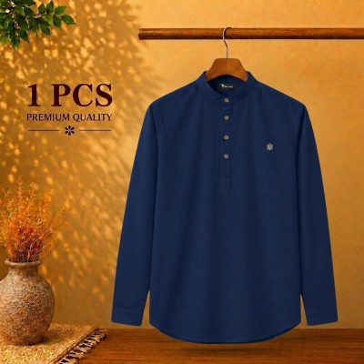 Satin Fabric Premium Quality Katua For Men Navy Blue