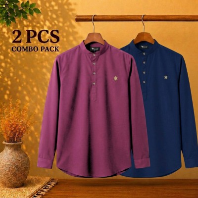 Satin Fabric Premium Quality Katua For Men's Purple & Navy Blue