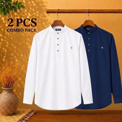 Satin Fabric Premium Quality Katua For Men's  White, Navy Blue