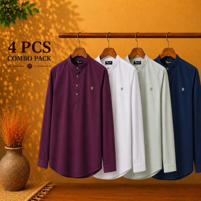 Satin Fabric Premium Quality Katua For Men's  Purple, White, Light lemon & Navy Blue