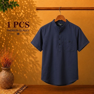 Cotton Stripe Fabrics Premium Quality Katua Navy Blue
