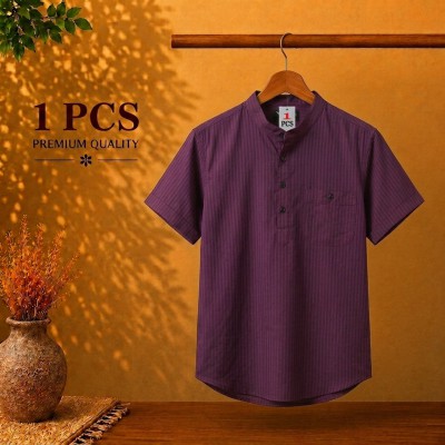 Cotton Stripe Fabrics Premium Quality Katua  Parple