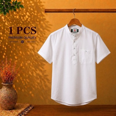 Cotton Stripe Fabrics Premium Quality Katua  White