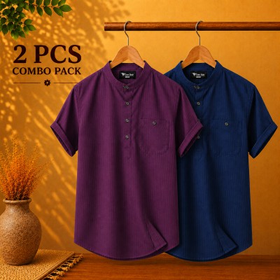 Cotton Stripe Fabrics Premium Quality Katua Purple & Navy Blue