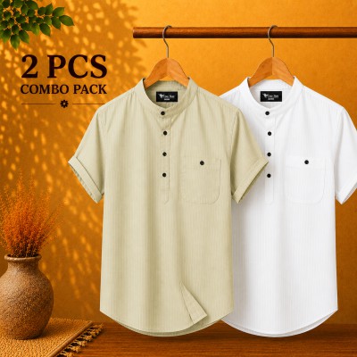 Cotton Stripe Fabrics Premium Quality Katua  Lomen & White