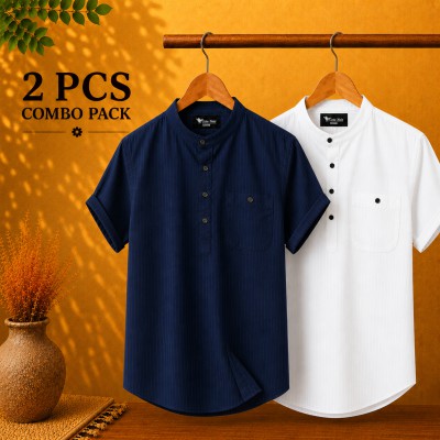 Cotton Stripe Fabrics Premium Quality Katua  Navy Blue & White