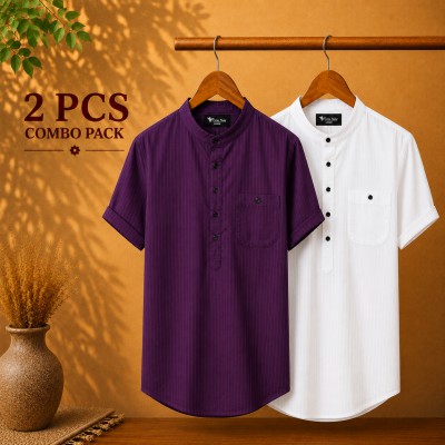 Cotton Stripe Fabrics Premium Quality Katua  Purple & White