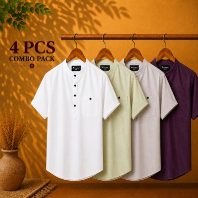 Cotton Stripe Fabric Premium Quality Katua White, Light Lemon, Light Ash & Purple