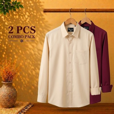 Premium Quality Formal Shirt Cream,Maroon