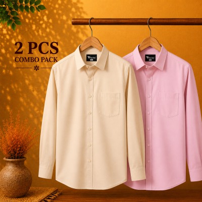 Premium Quality Formal Shirt Cream & Pink