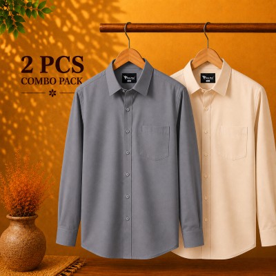Premium Quality Formal Shirt Ash & Cream