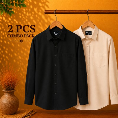Premium Quality Formal Shirt Black & Cream