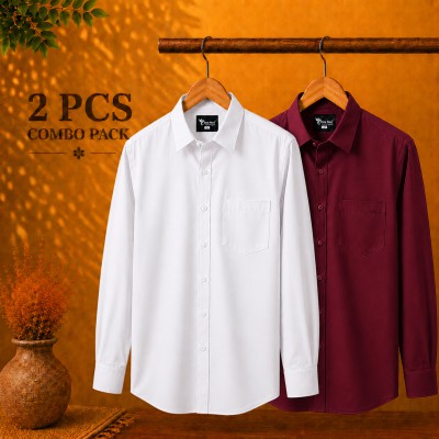 Premium Quality Formal Shirt White & Maroon