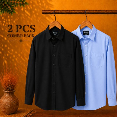 Premium Quality Formal Shirt Black & Sky Blue