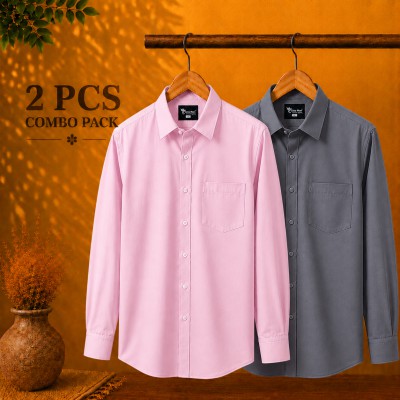Premium Quality Formal Shirt Pink & Ash