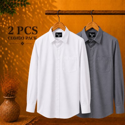 Premium Quality Formal Shirt White & Ash