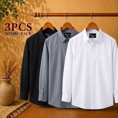 Premium Quality Formal Shirt Black, Ash & White