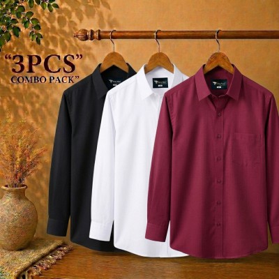 Premium Quality Formal Shirt Black , White & Maroon