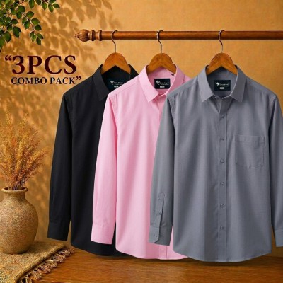 Premium Quality Formal Shirt Black , Pink & Ash