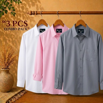 Premium Quality Formal Shirt White , Pink & Ash