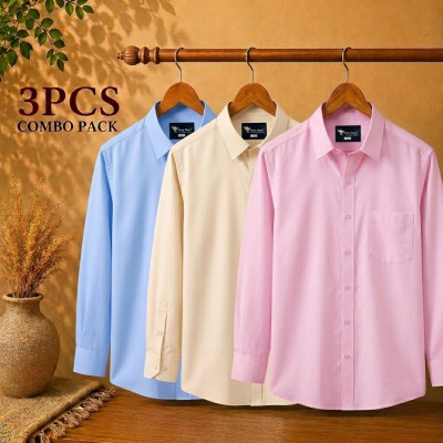 Premium Quality Formal Shirt Sky Blue, Cream & Pink
