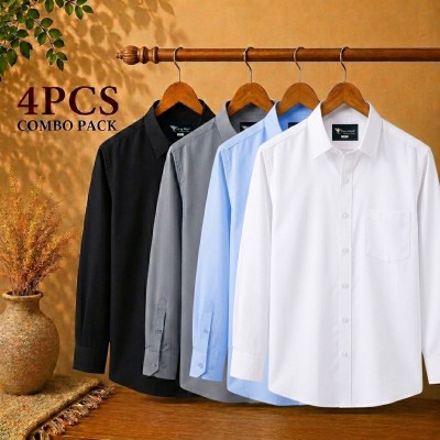 Premium Quality Formal Shirt Black, Ash ,Sky Blue & White