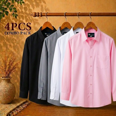 Premium Quality Formal Shirt Black, Ash ,White & Pink