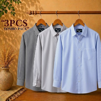 Premium Quality Formal Shirt Sky Blue Stripe ,Black Stripe & Ash Stripe
