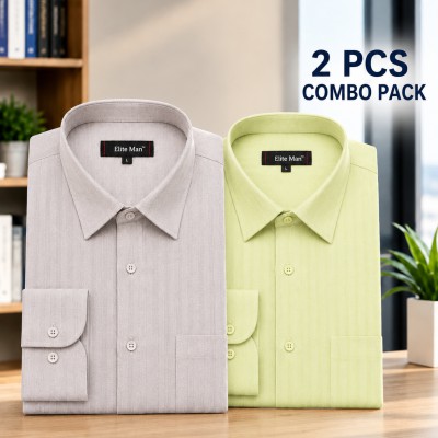Premium Cotton Formal Shirt Ash & Lemon