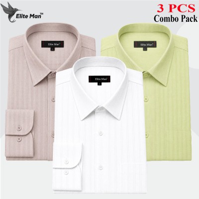 Premium Cotton Formal Shirt White, Lemon & Ash