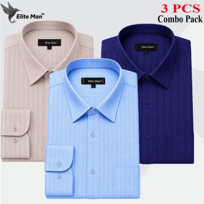 Premium Cotton Formal Shirt Navy Blue, Ash & Sky Blue
