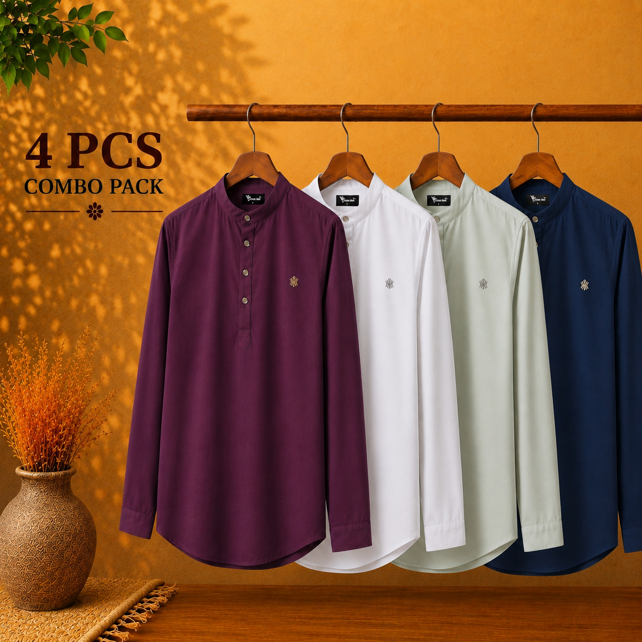 Size chart for Satin Fabric Premium Quality Katua For Men's  Purple, White, Light lemon & Navy Blue